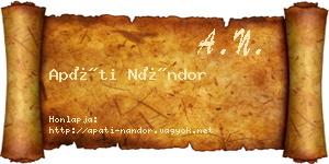 Apáti Nándor névjegykártya